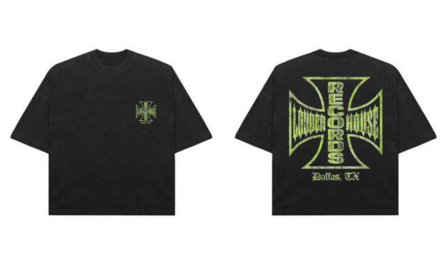 Louder House Records Shirt Green Distressed Print